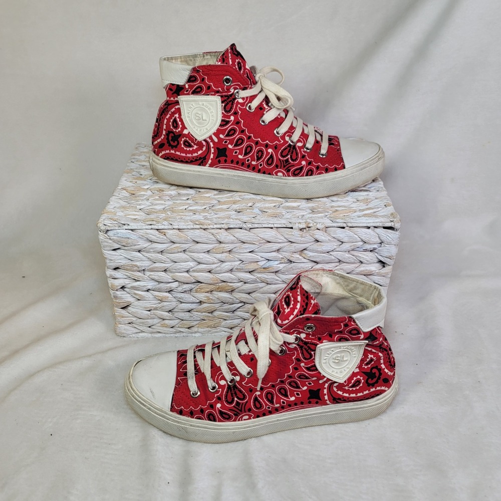 Saint Laurent Bedford Paisley Hi-top Sneaker Boho Hippie Peasant Retro Canvas 8